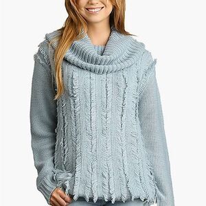 Umgee EYELASH FRINGE COWL NECK SUPER SOFT OVERSIZED SWEATER small
